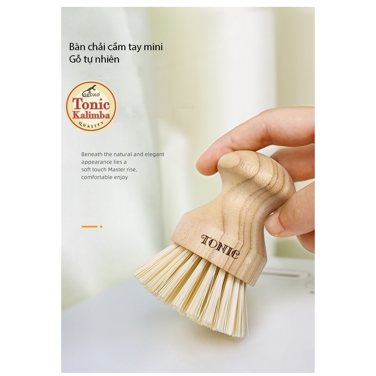 Bàn chải cán gỗ tự nhiên đa năng Brush Wood-Tonic Home hàng chính hãng dùng cho nhà bếp, nhà tắm