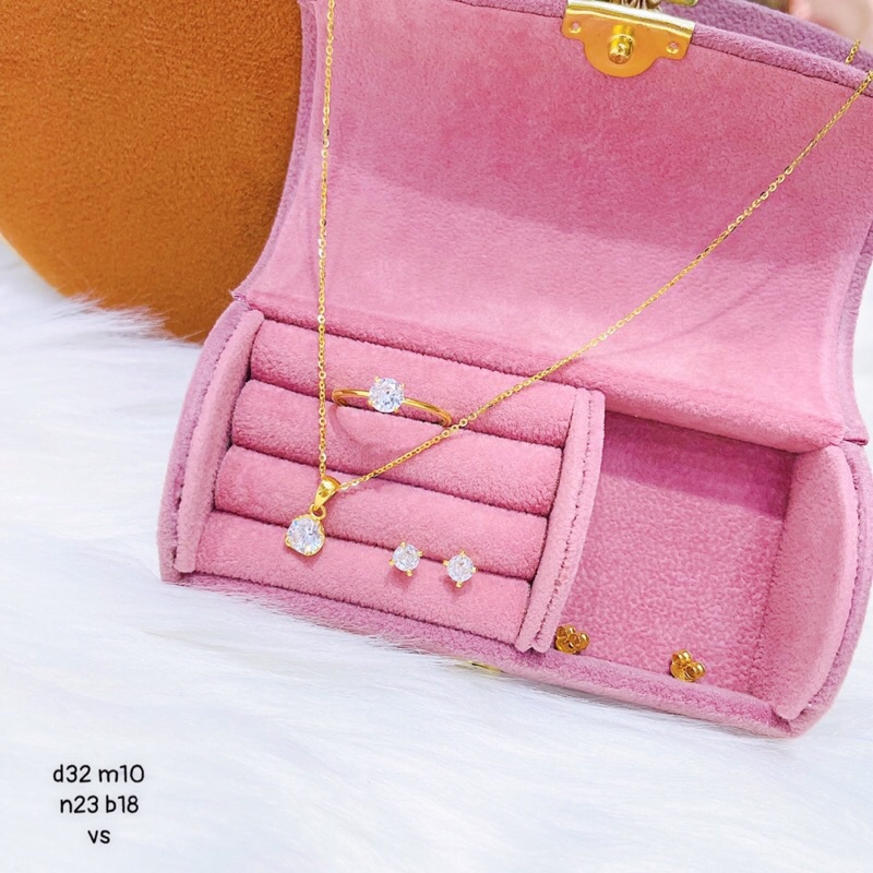 bộ trang sức đính đá nhỏ vàng 10kara