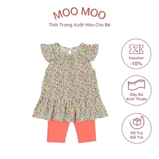 Đồ bộ bé gái agabang hàn quốc áo cộc tay quần lửng 2 kiểu nhiều màu họa tiết hoa nhí đáng yêu