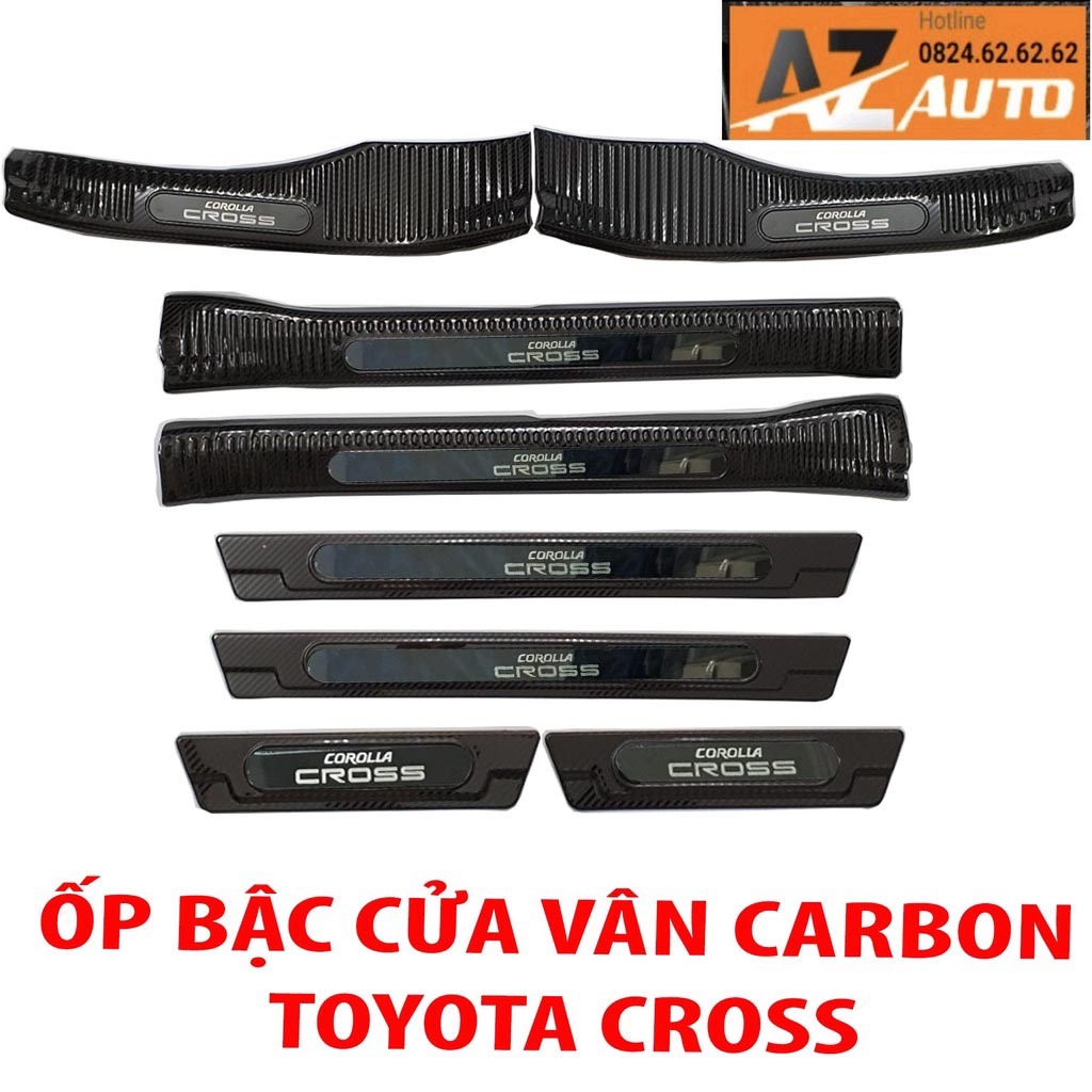 [Mã LIFEAUMAY giảm 10% tối đa 30k đơn 150k] Ốp bậc cửa, Nẹp bước chân Toyota Cross 2020-2022, Mẫu Titan