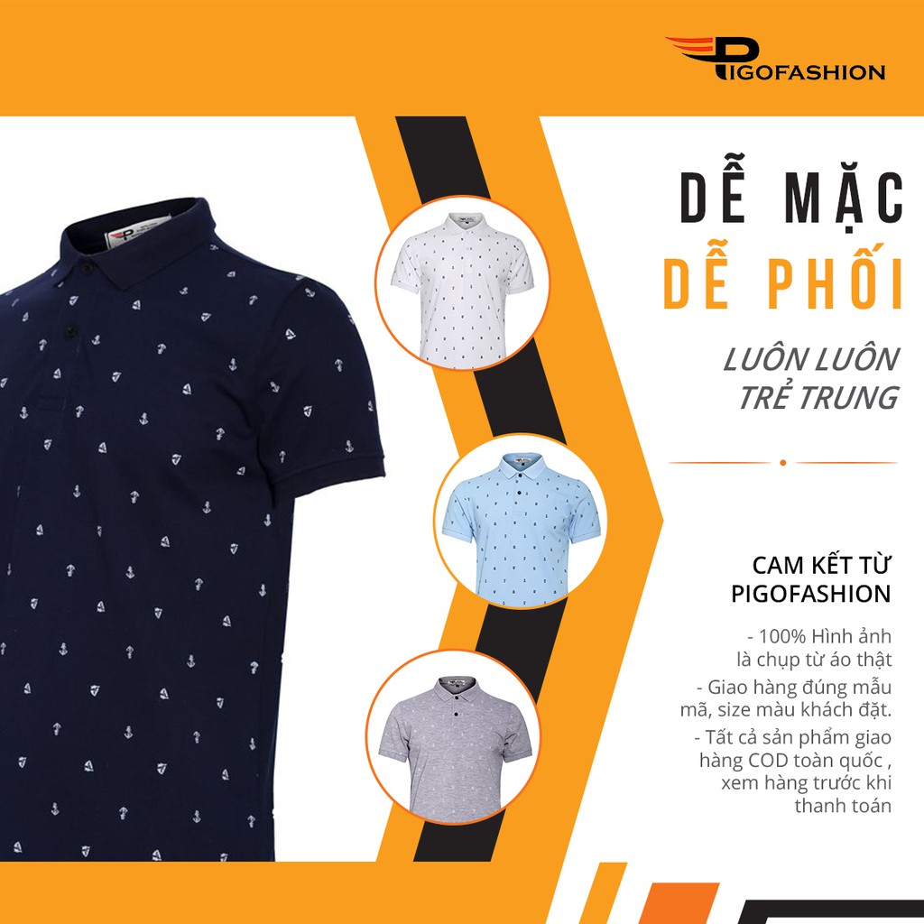 Áo thun polo nam họa tiết mỏ neo cao cấp pigofashion AHT04 (màu Ghi chú) | BigBuy360 - bigbuy360.vn