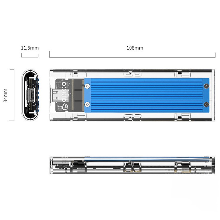 Hộp đựng ổ cứng M2 NVME ORICO TCM2-C3, USB 3.0 và USB Type C