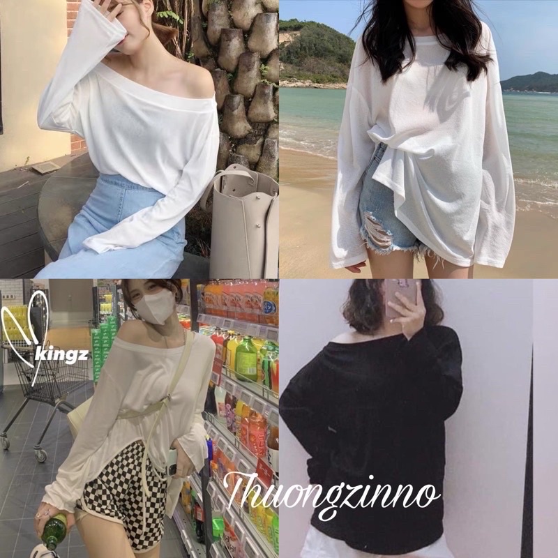 [Mã 11FASHIONSALE1 giảm 10K đơn 50K] [Ảnh thật/Video] Áo thun lệch vai dài tay - áo nữ lệch vai siêu xinh