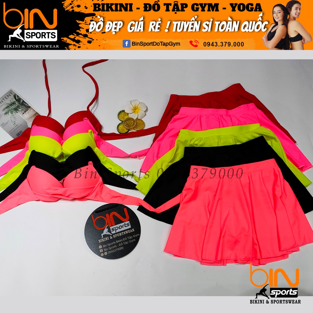 Bikini Bộ Bơi Nữ Hai Mảnh Quần Váy Freesize Bin Sports BHV067