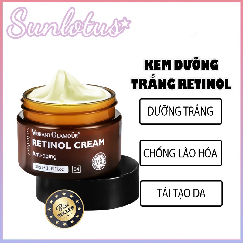 Kem VIBRANT GLAMOUR retinol hoạt tính cao dưỡng trắng da mặt dưỡng ẩm cấp nước làm sáng 30g