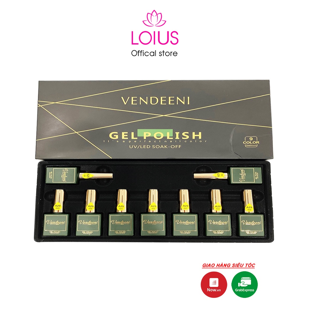 Set sơn gel Vendeeni 9 màu cao cấp - made in Japan chai 15ml tặng kèm bảng màu