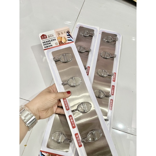 Thanh 6 Móc Dán Tường Inox Chắc Chắn,Bám Dính CAO CẤP LOẠI 1