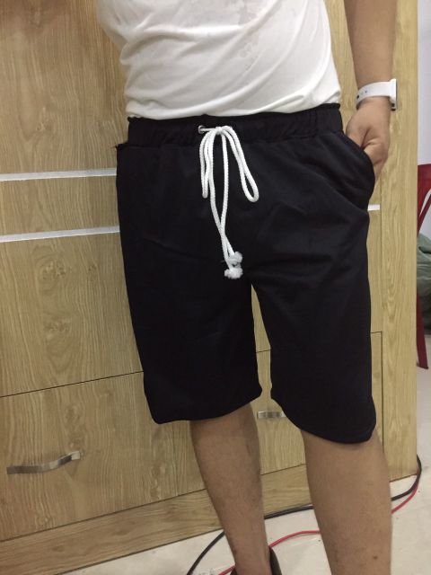 Quần lững ⚡️XẢ HÀNG⚡️ Quan short thun bóng cào nam nữ có khóa túi viền v vải mềm mịn dày mặc thoài mái
