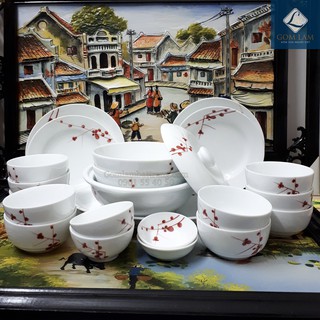 Bộ đồ ăn đào nâu vẽ tay set 22 món