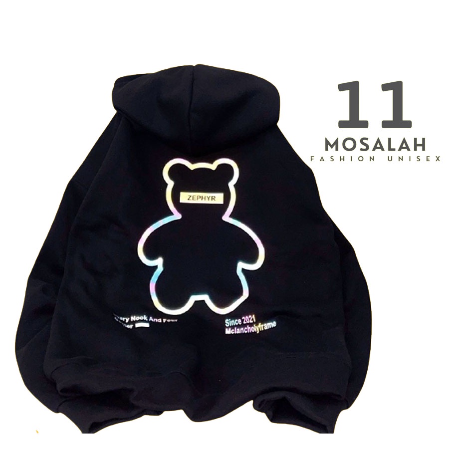 Áo hoodie gấu phản quang nam nữ bông form rộng cao cấp. mo2 | BigBuy360 - bigbuy360.vn