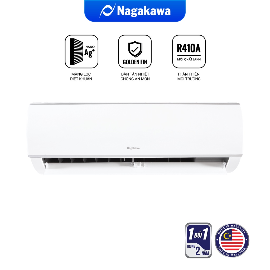 [Mã ELHA10 giảm 6% đơn 5TR] Máy điều hòa 1 chiều 12000 BTU/H Nagakawa NS-C12R1M05 - Made in Malaysia - BH 2 năm