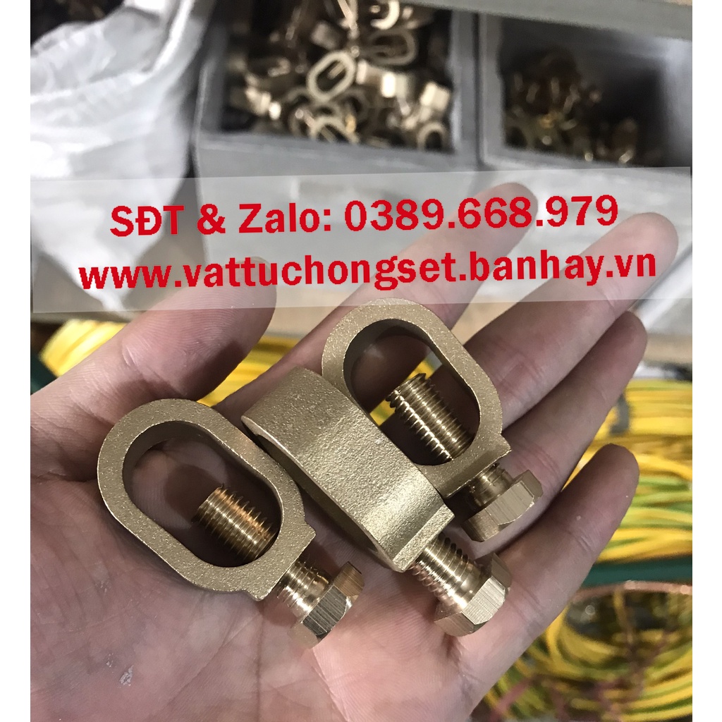 Kẹp băng đồng, ốc xiết cáp, kẹp tiếp địa các loại bằng đồng.