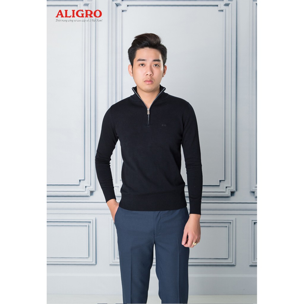 Áo Len Nam Dài Tay Có Khóa Màu Đen Aligro Alend030, Áo Len Khoá Kéo Chất Liệu Cao Cấp Trẻ Trung Năng Động