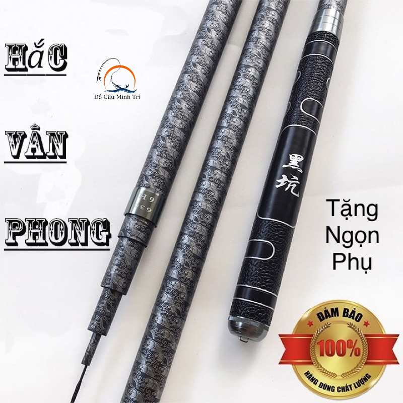 Cần Câu tay Hắc Vân Phong 6H tặng ngọn phụ chất liệu cacbon sơn tĩnh điện 4 lớp phân bố lực 19