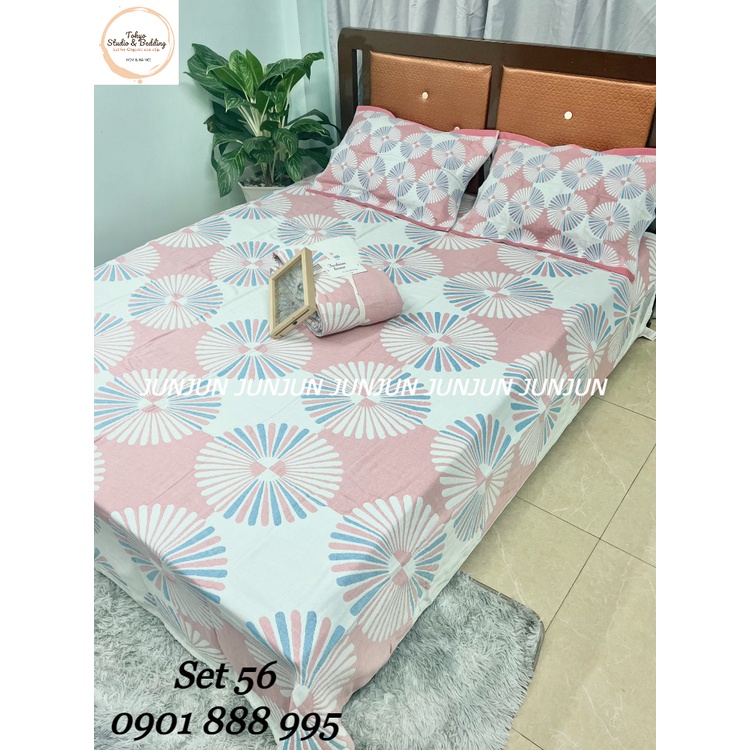 N28_SET Chăn Ga Gối vải Xô Organic cotton dòng Basic