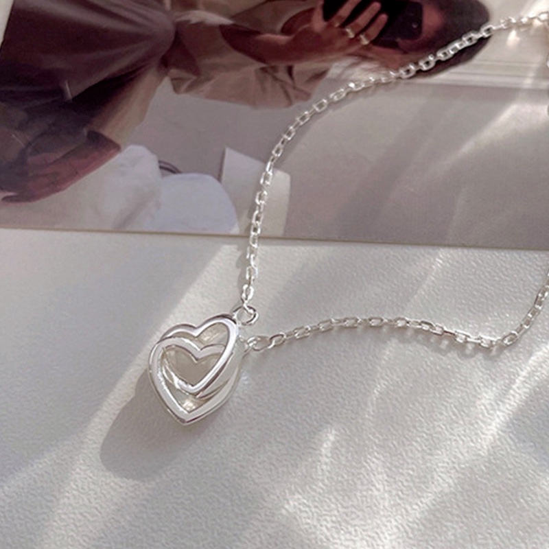 Vòng Tay Mạ Bạc Hình Trái Tim Đôi Có Thể Điều Chỉnh Kích Thước Thời Trang Cho Nữ