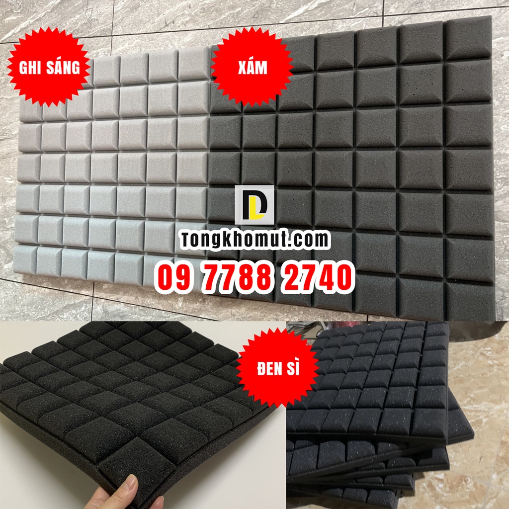 Mút nấm vuông 50x50x5cm mút cách âm tỉ trọng cao dùng cho phòng thu, phòng karaoke, livestream