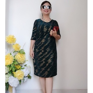 Size L, XL (55 - 70Kg) - Váy Đầm Trung Niên Thun Nhũ Kim Tuyến  Nhún Eo Che Bụng - Chất Vải Co Giãn