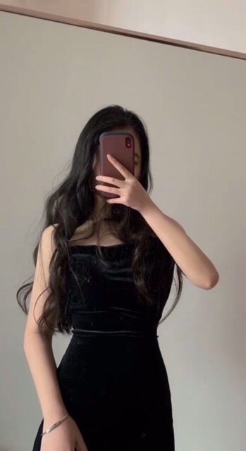 ⭕LOẠI 1 || ĐẦM DỰ TIỆC 2 DÂY CỔ ĐỔ NHUNG ĐẦM ĐEN TRƠN BASIC NỮ | BigBuy360 - bigbuy360.vn