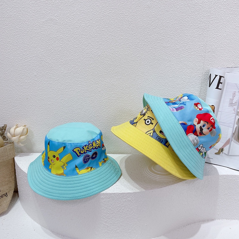 Ns2 Mũ bucket Hình super mario pikachu minions Chống Nắng Ngoài Trời Dễ Thương sn2 Cho Bé Trai Và Gái
