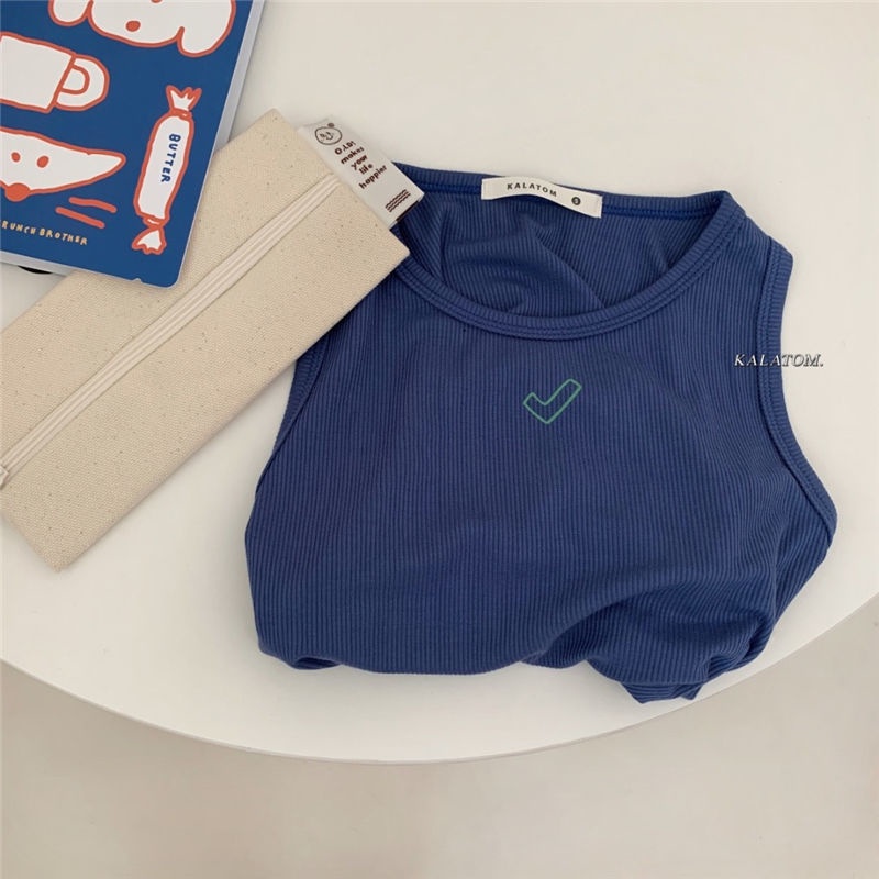 [Babycat] Hàng Có Sẵn Áo Thun Ba Lỗ Dáng Rộng Bằng Lụa Lạnh Nhiều Màu Sắc Mát Mẻ Phong Cách Hàn Quốc Nhật Bản Mùa Hè Cho Bé Trai Và Bé Gái