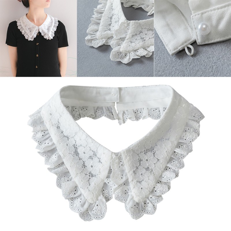 Cổ áo phối ren hoa có thể tháo rời thời trang cho nữ