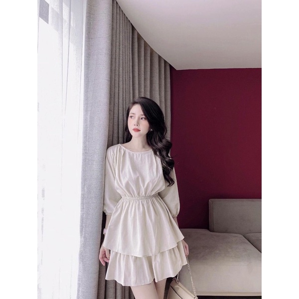 ĐẦM XÒE TRƠN HAI TẦNG TONE MÀU NHẸ NHÀNG, LỊCH SỰ CẢ ĐI LÀM VÀ ĐI CHƠI