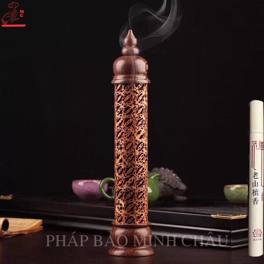 LƯ XÔNG GỖ TRỤ 33CM - NÂU
