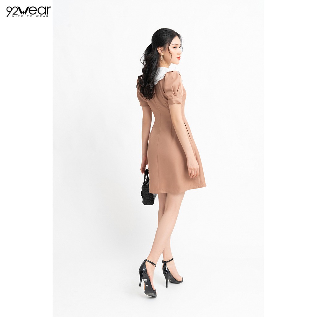 Đầm váy nữ công sở 92WEAR 3 MÀU, đủ size, dáng xòe ngắn tay cổ 2 lớp DEW0850 | BigBuy360 - bigbuy360.vn