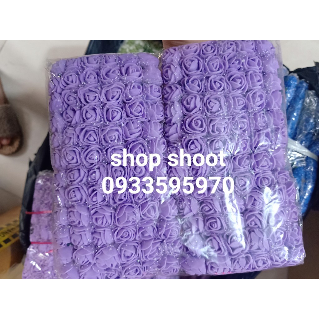 Hoa xốp 2,5cm dán gấu làm vòng đội đầu