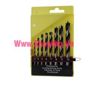Bộ 8 mũi khoan chuôi tròn có định tâm