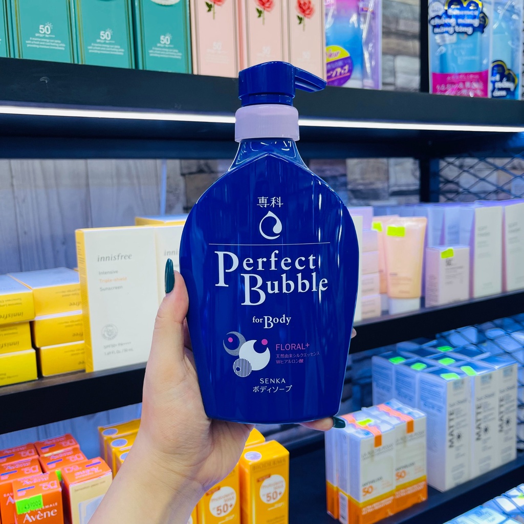 Sữa Tắm Perfect Bubble For Body Sweet Floral Màu Xanh Hương Hoa Linh Lan, Hoa Nhài Loại Bỏ Bụi Bẩn Dưỡng Ẩm Cơ Thể 500ml