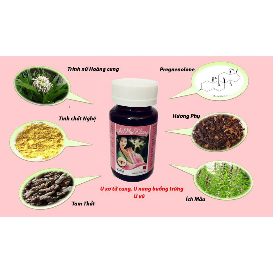 An Phụ Khang Giúp điều hòa kinh nguyệt, giảm kích thước u nang buồng trứng , u xơ tử cung