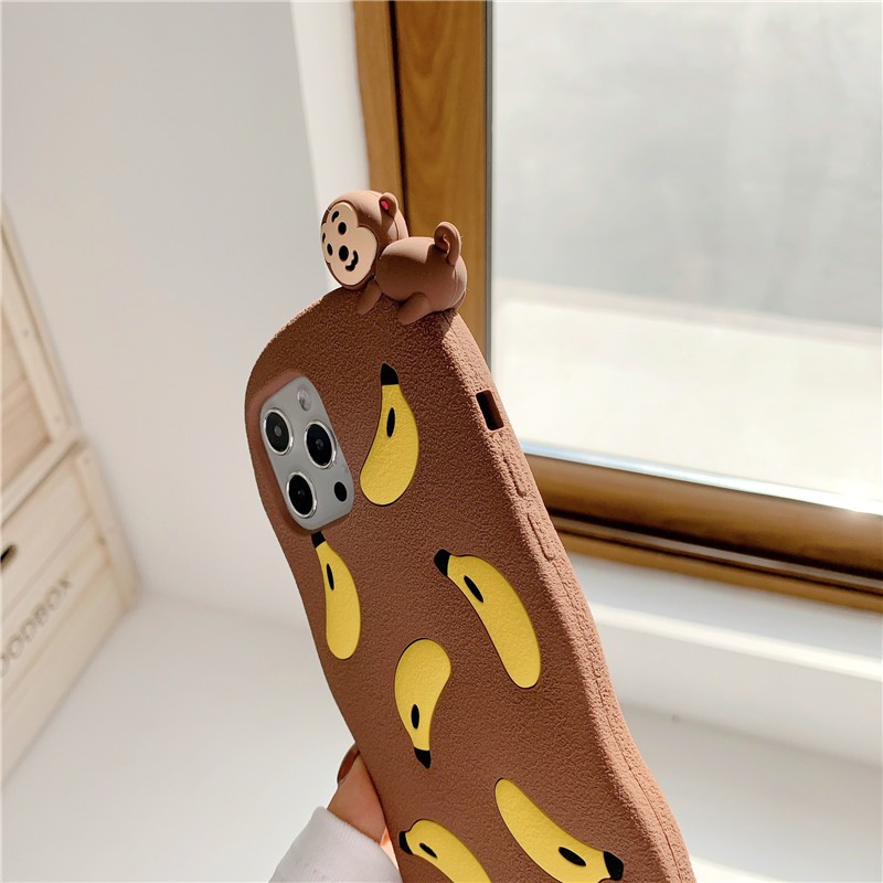 Vỏ điện thoại chống rơi cho iPhone 11 Pro Max / iPhone12 / iPhone X / iPhone 7 Plus / iPhone 8 / iPhone 6 Banana Monkey Silicone Phone Case