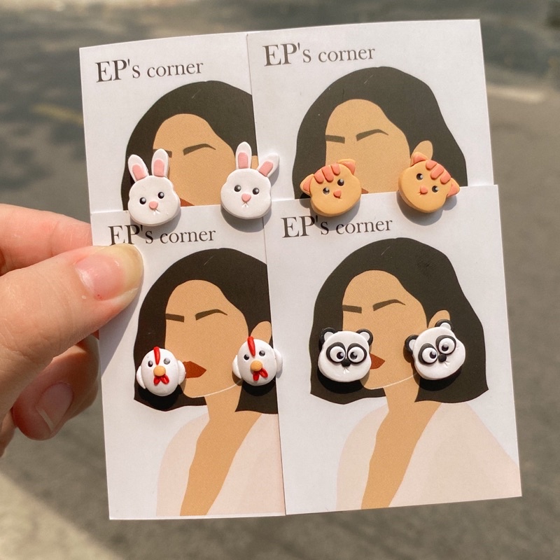 Khuyên tai nụ đất sét nung Polymer Clay