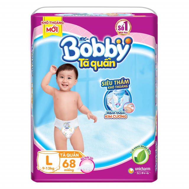 Bỉm quần Bobby S44/M74/L68/XL62/XXL56