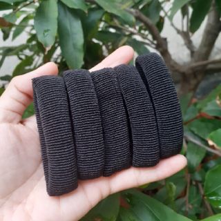 Túi 10 thun cột tóc trơn màu đen (bản 1.5cm)