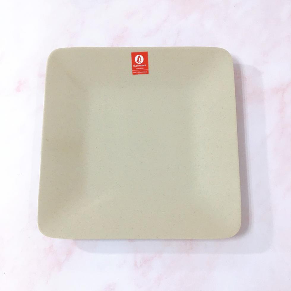 (HÀNG ĐẸP) Đĩa Vuông SUPERWARE Nhựa Phíp 100% Melamine Nâu Đá - Stone