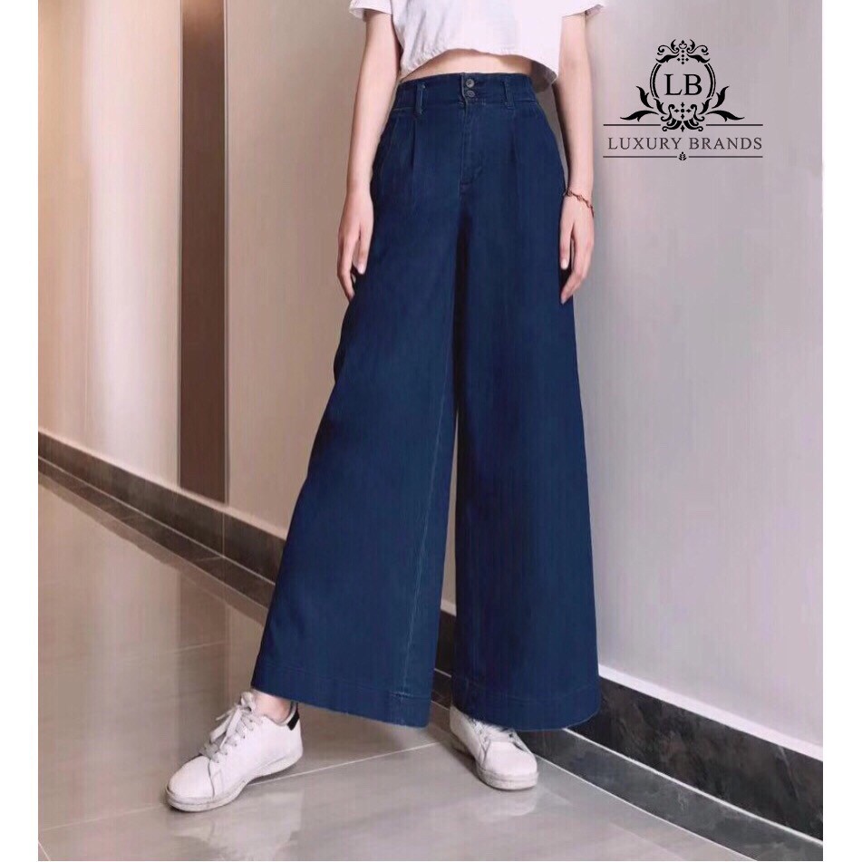 [CÓ SẴN] QUẦN CULOTTES BÒ JEAN CAO CẤP DÀI ỐNG RỘNG CẠP CAO 2 KHUY THỜI TRANG ULZZANG HÀN QUỐC