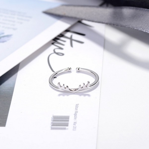 Nhẫn bạc sừng nai Luhan giàng sinh thiết kế phong cách Hàn Quốc thời trang xinh xắn dễ thương