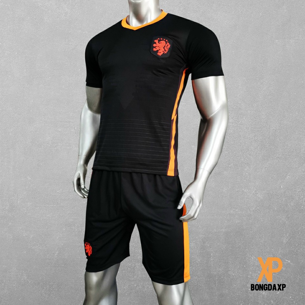 Quần áo bóng đá, đồ đá banh Đội Tuyển Hà Lan Đen Vải thun lạnh cao cấp