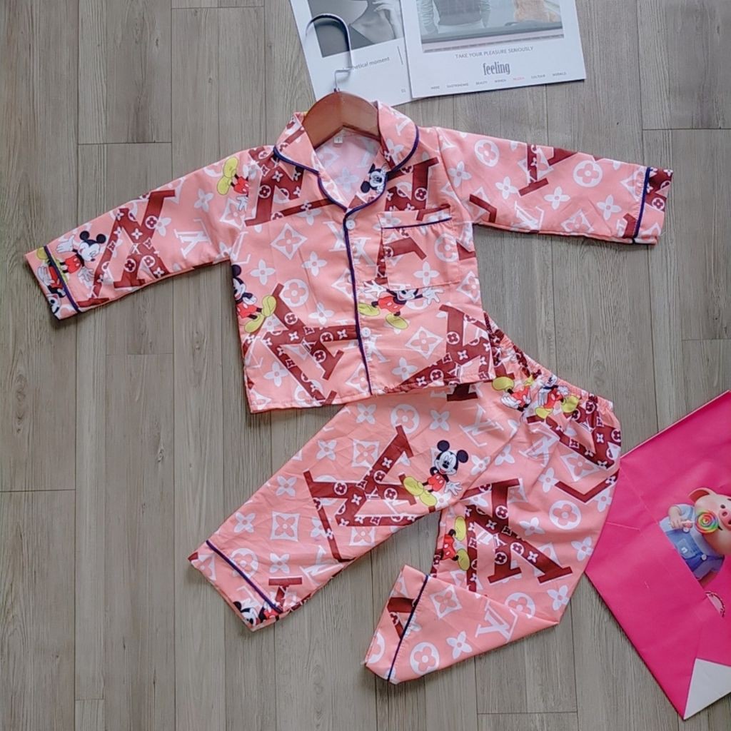 Bộ Piama Bộ Ngủ Dài Tay Cho Bé Gái -Chất Kate Lụa Thái Siêu Cưng -