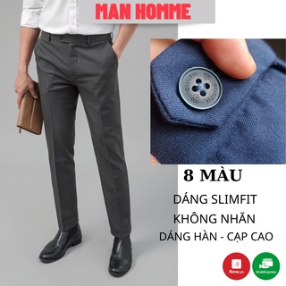 Quần Tây Nam Hàn Quốc Dáng Hàn Ôm Slimfit - Quần Âu Nam Trơn Cạp Cao Chống Nhăn Chống Xù Co giãn- QA01-MANHOMME