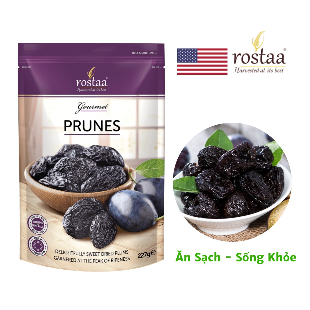 Mận Tím sấy khô Chile - Rostaa Prunes - Sản phẩm USA - Đồ ăn vặt giảm cân cao cấp nhập khẩu Mỹ - thực phẩm, hạt hữu cơ