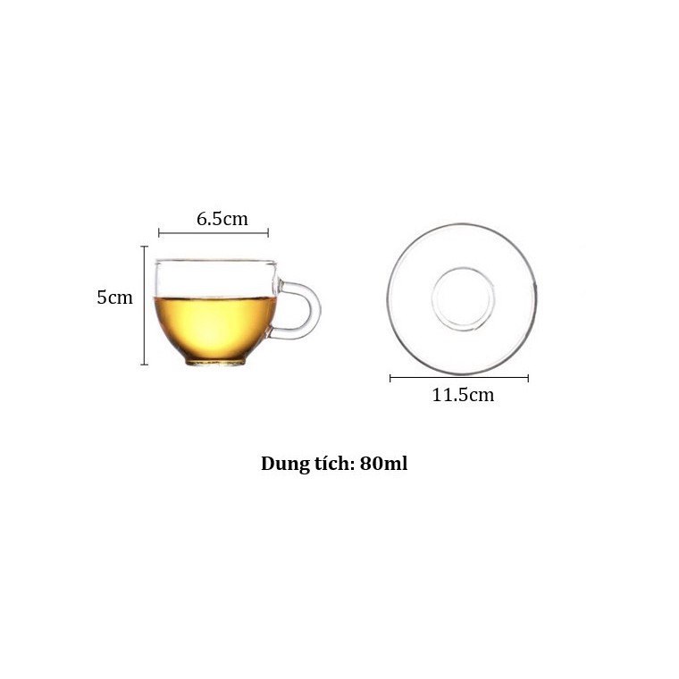 Chén thủy tinh chịu nhiệt có quai 80ml