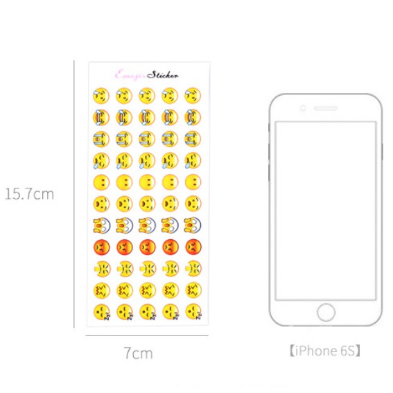 Set 12 tấm sticker mẫu mặt cười emoji màu vàng