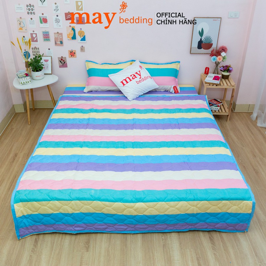 Chăn hè trần bông May Bedding kèm ga trải giường và vỏ gối nằm cotton poly