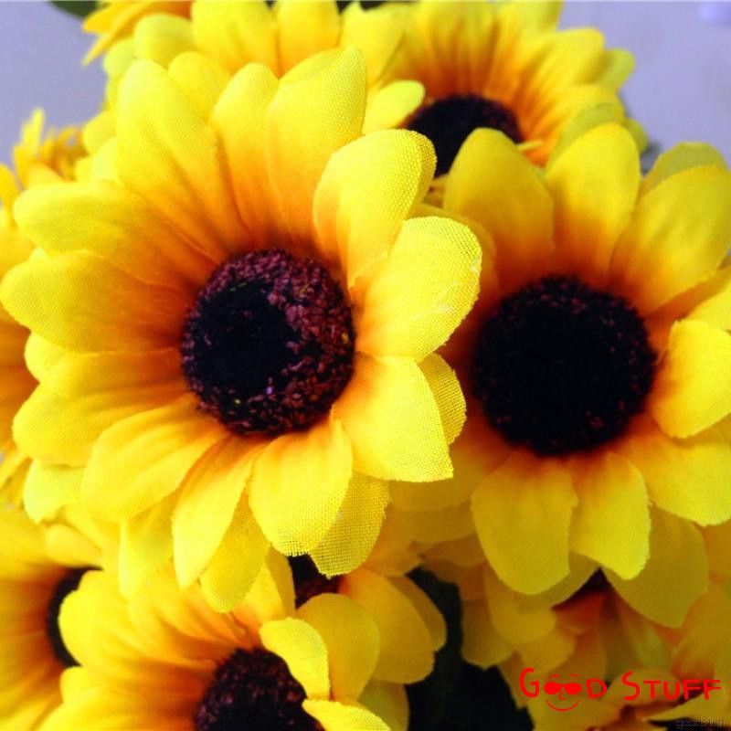 LovelyHome 7 Heads Beauty Fake Sunflower Artificial Silk Flower Bouquet Home Floral Decor