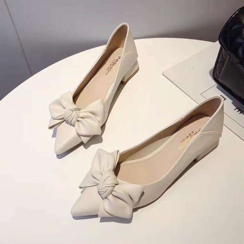 Giầy da nữ gót thấp 3P kiểu dáng phong cách Hàn Quốc thời trang hiện đại trẻ trung Ulzzangshop520
