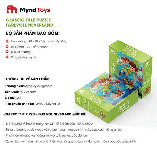 Đồ Chơi Xếp Hình 126 Miếng Ghép Cô Bé Lọ Lem , Peter Pan - Classic Tale Puzzle  -Đồ Chơi Giáo Dục trên 3,5 tuổi